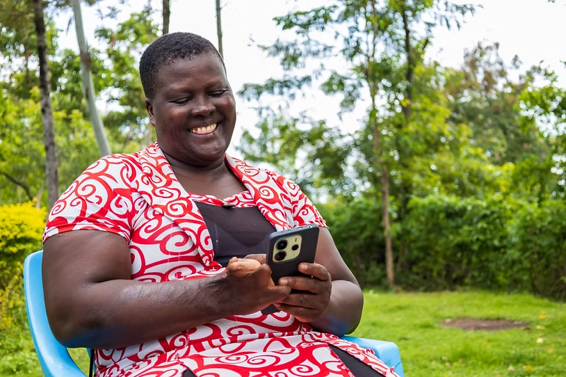 A female OPD leader using a smartphone