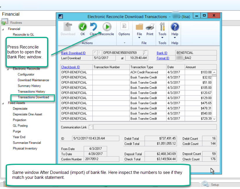 Set up Electronic Bank Reconciliation