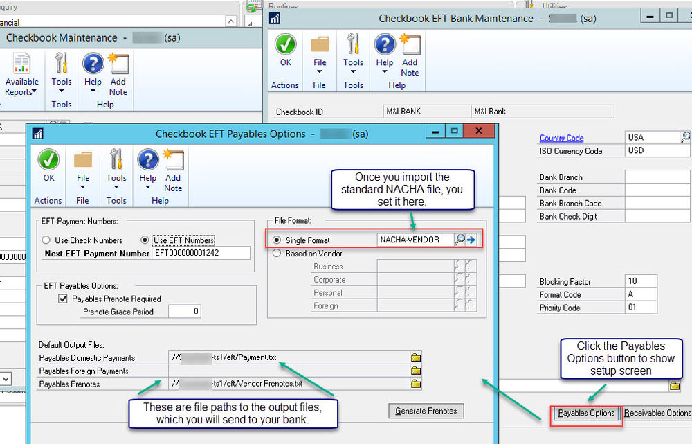 EFT/ACH Setup for GP - Cheat Sheet
