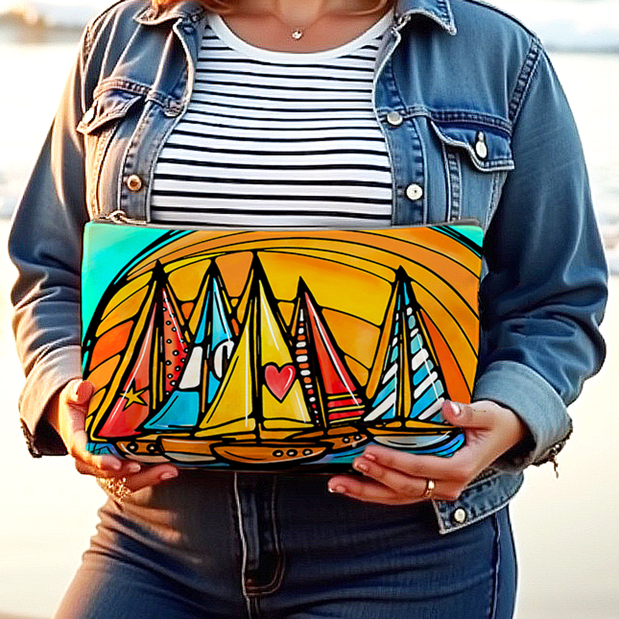 Sailboats at Sunset Pouch, Coastal Handbag