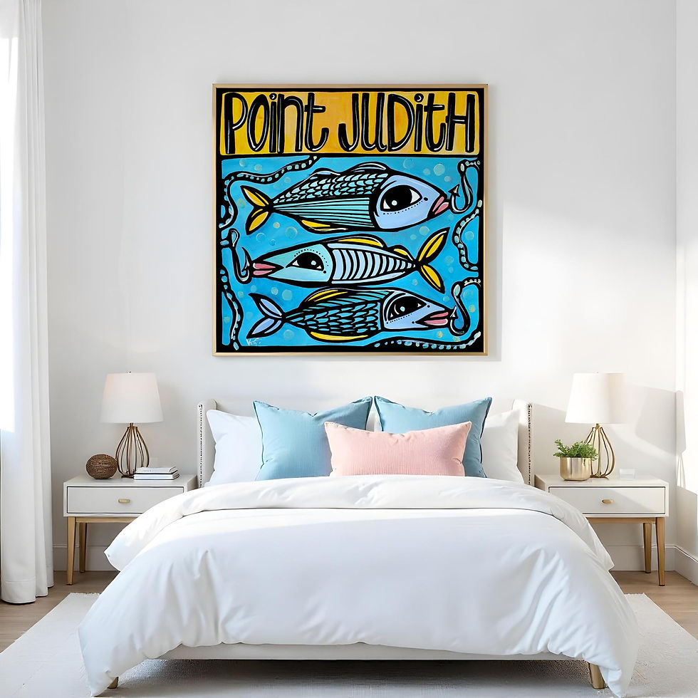 Thumbnail: Point Judith, Rhode Island, Fish Wall Art – Playful Ocean Scene Print for Beach 