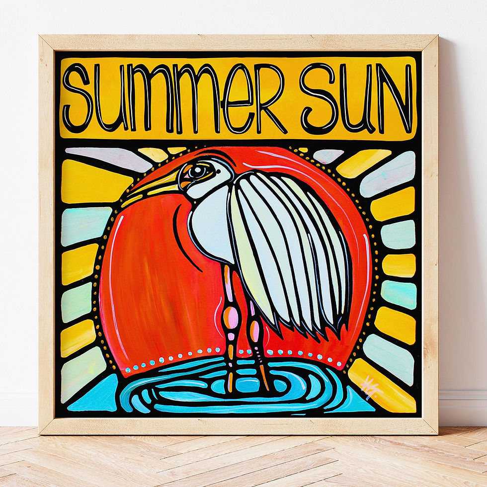 Summer Sun, Egret Bird Art Print Signed