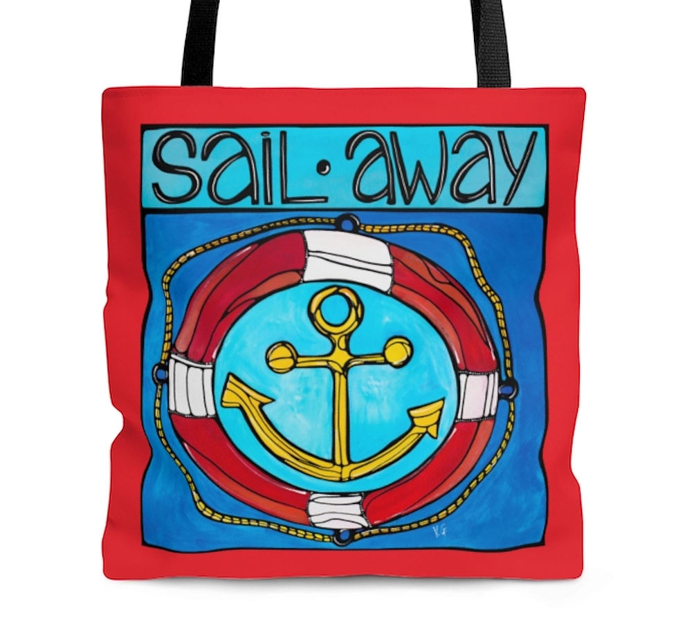 Sail Away Anchor Nautical Tote Bag