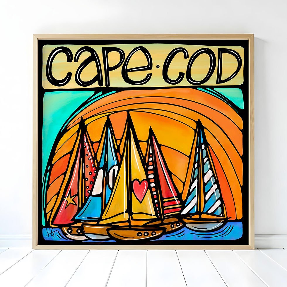 Cape Cod Sailboats Art Print, Nautical Decor for Sea Enthusiasts, Serene Sail...