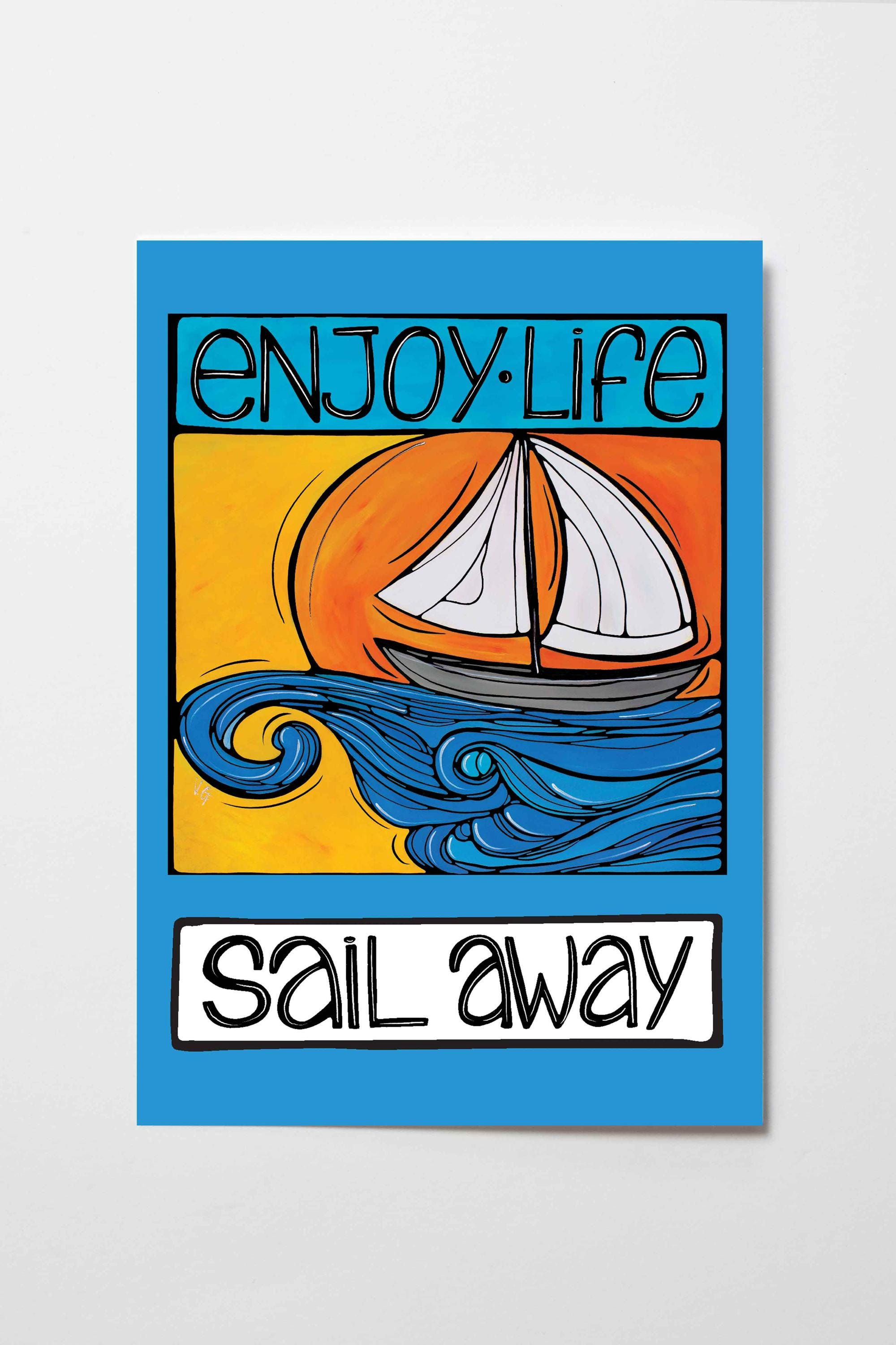 Nautical Postcard: Sailboat Coastal Card, 5x7, Fun Summer Sailing Card