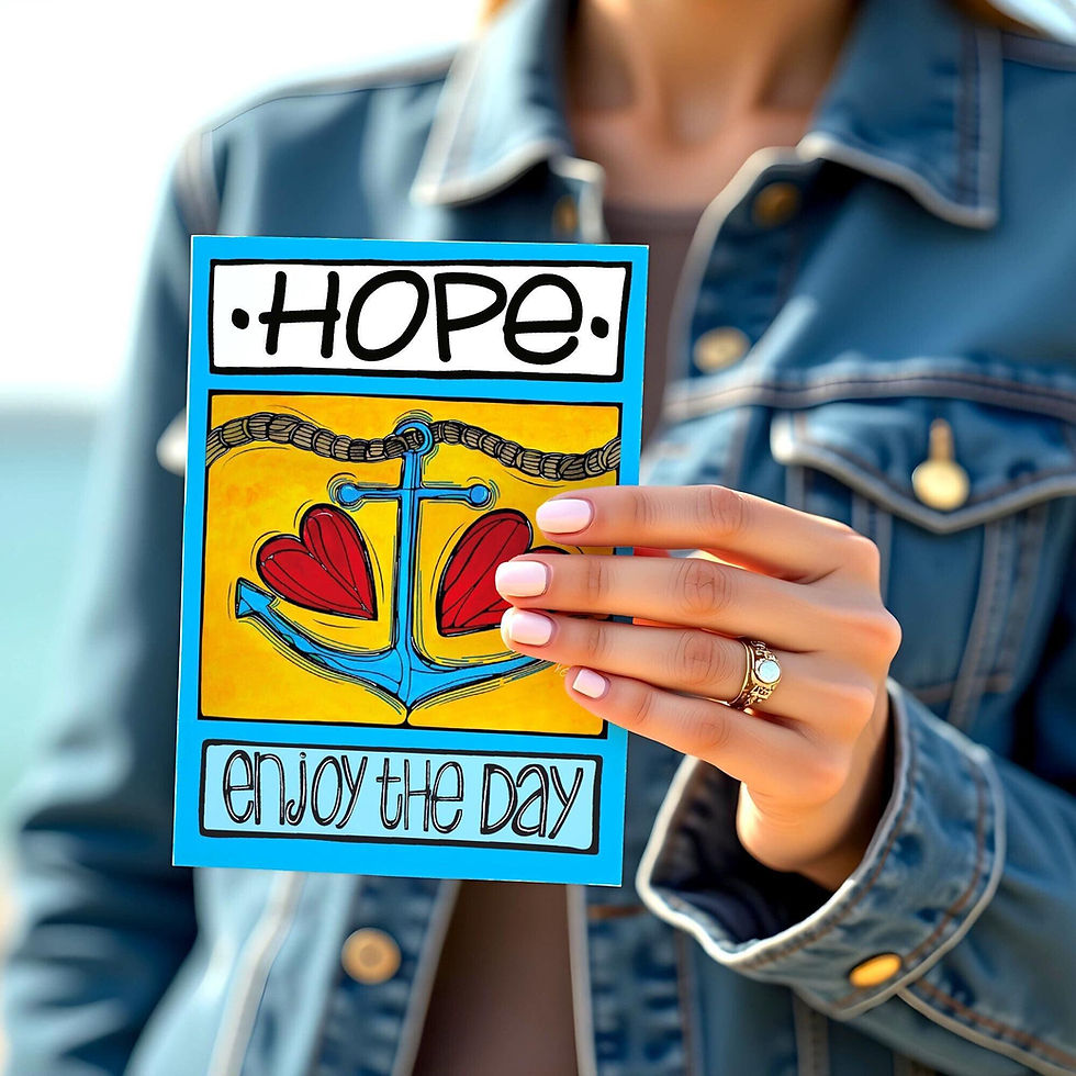 Anchor Love Nautical Postcard, Coastal Greeting Card, Summer Sailing Fun Card...