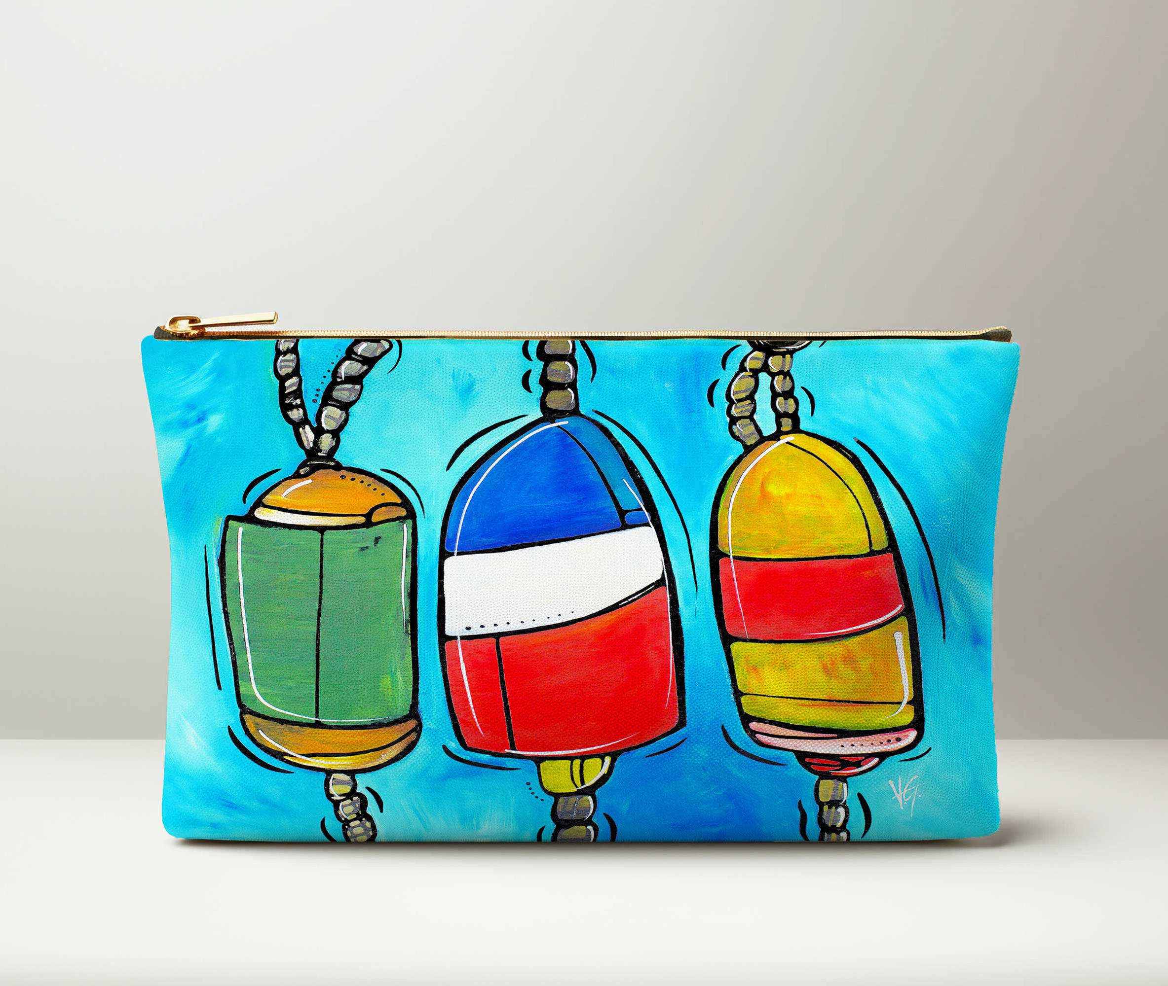Buoys Pouch, Colorful Coastal Handbag