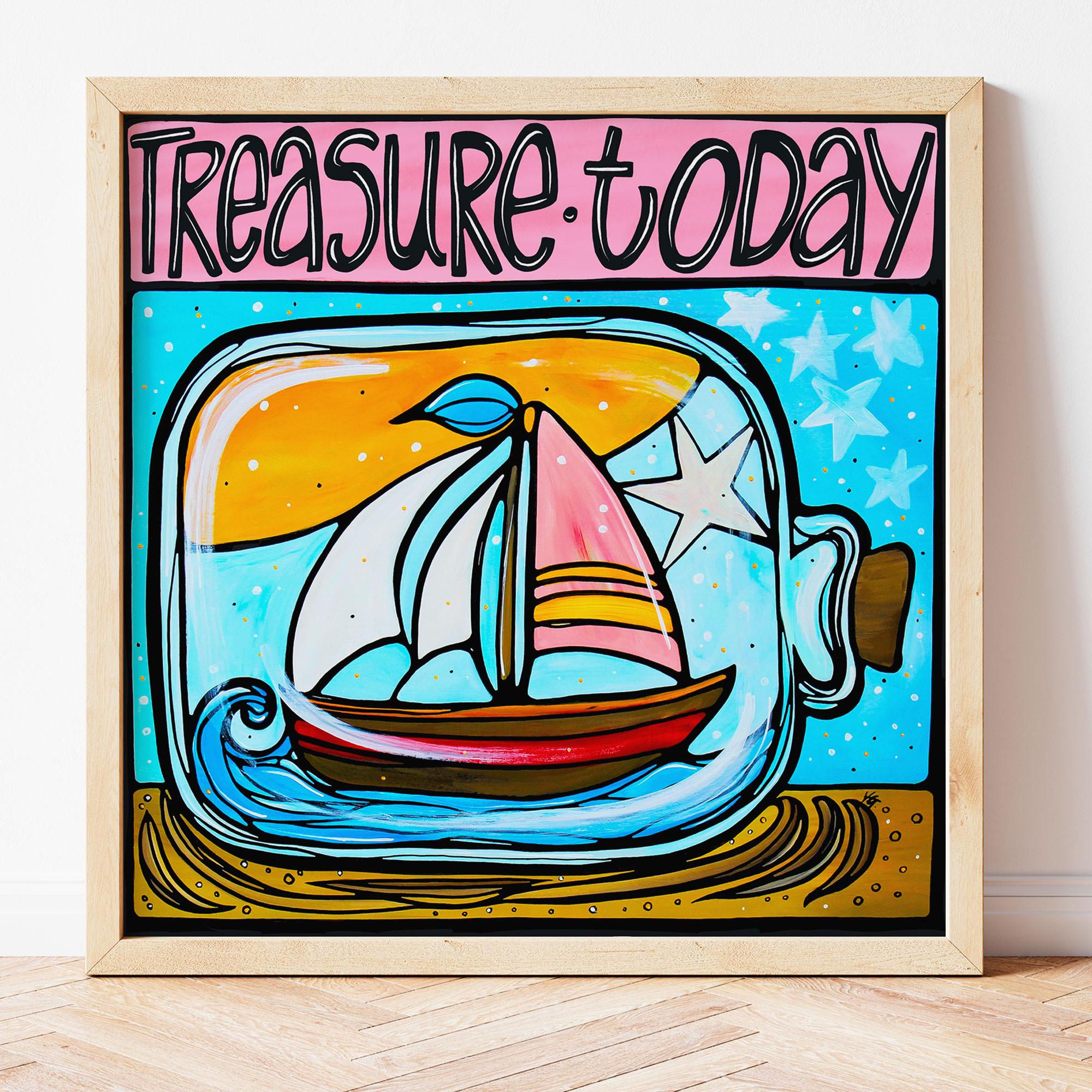Treasure Today Ship in a Bottle Art Print Signed