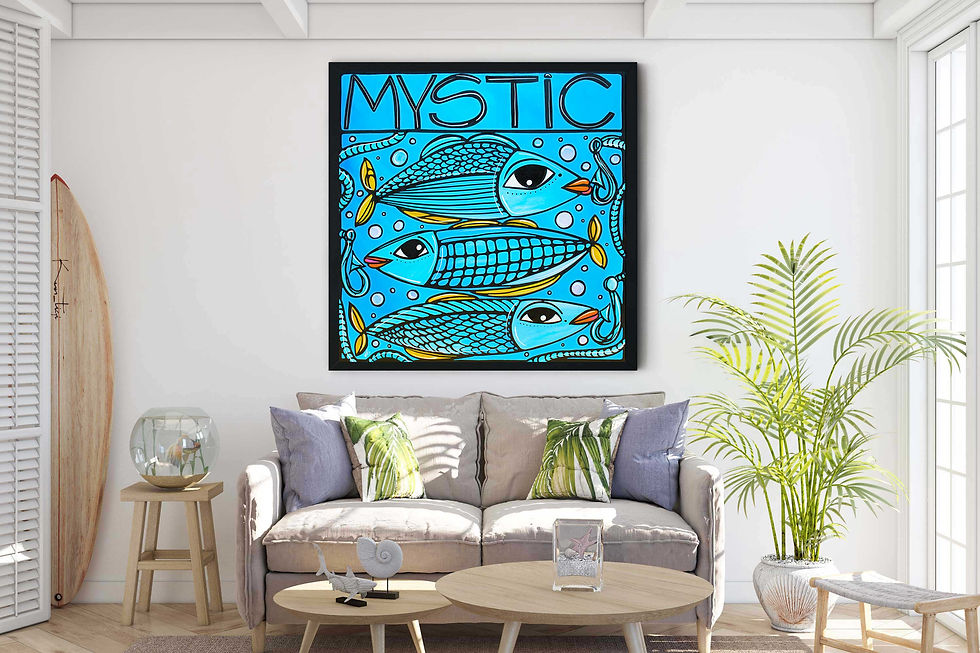 Thumbnail: Mystic CT Connecticut, Fish Art Print, Canvas Print and Framed Canvas Print