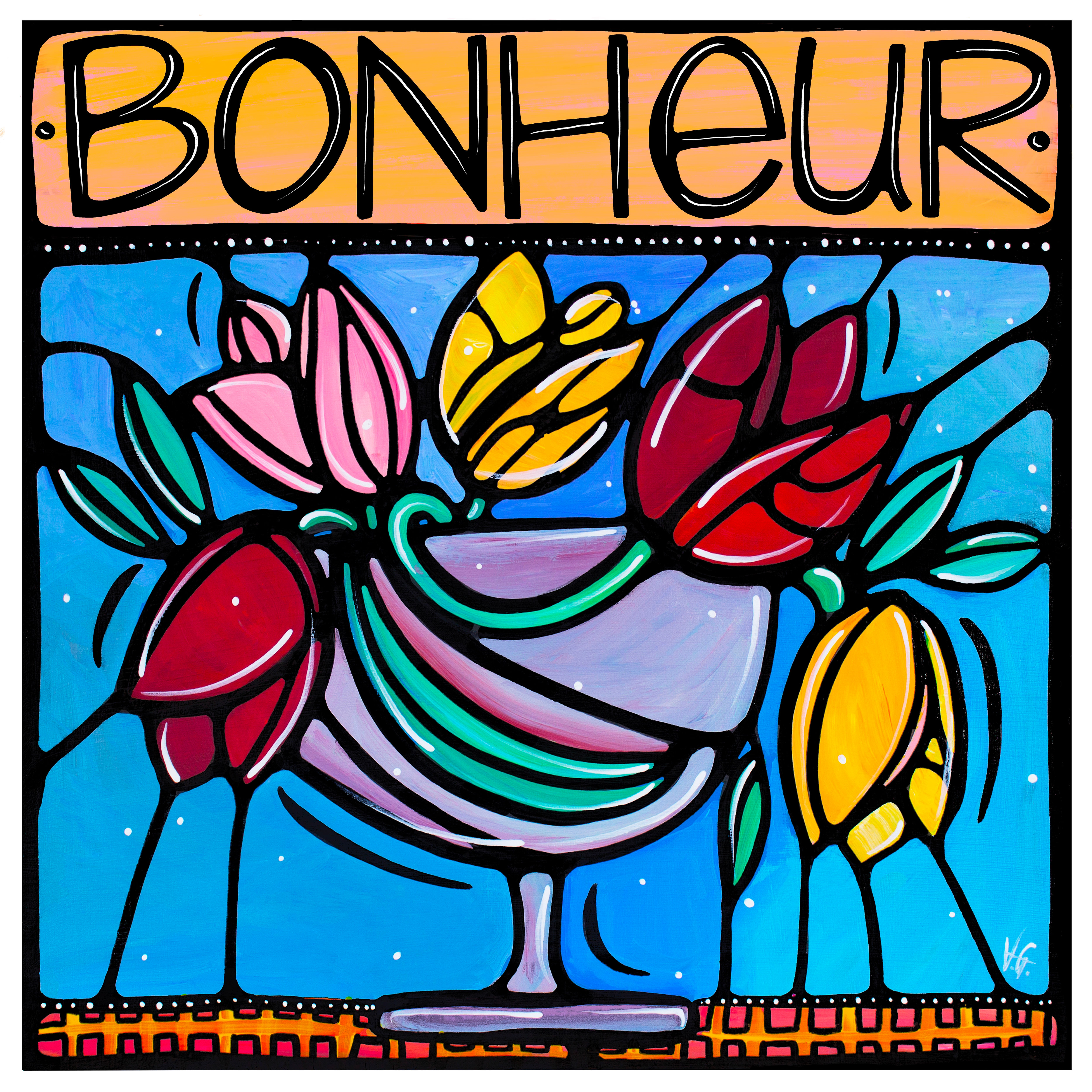 Bonheur Tulips Flowers Art Print Signed