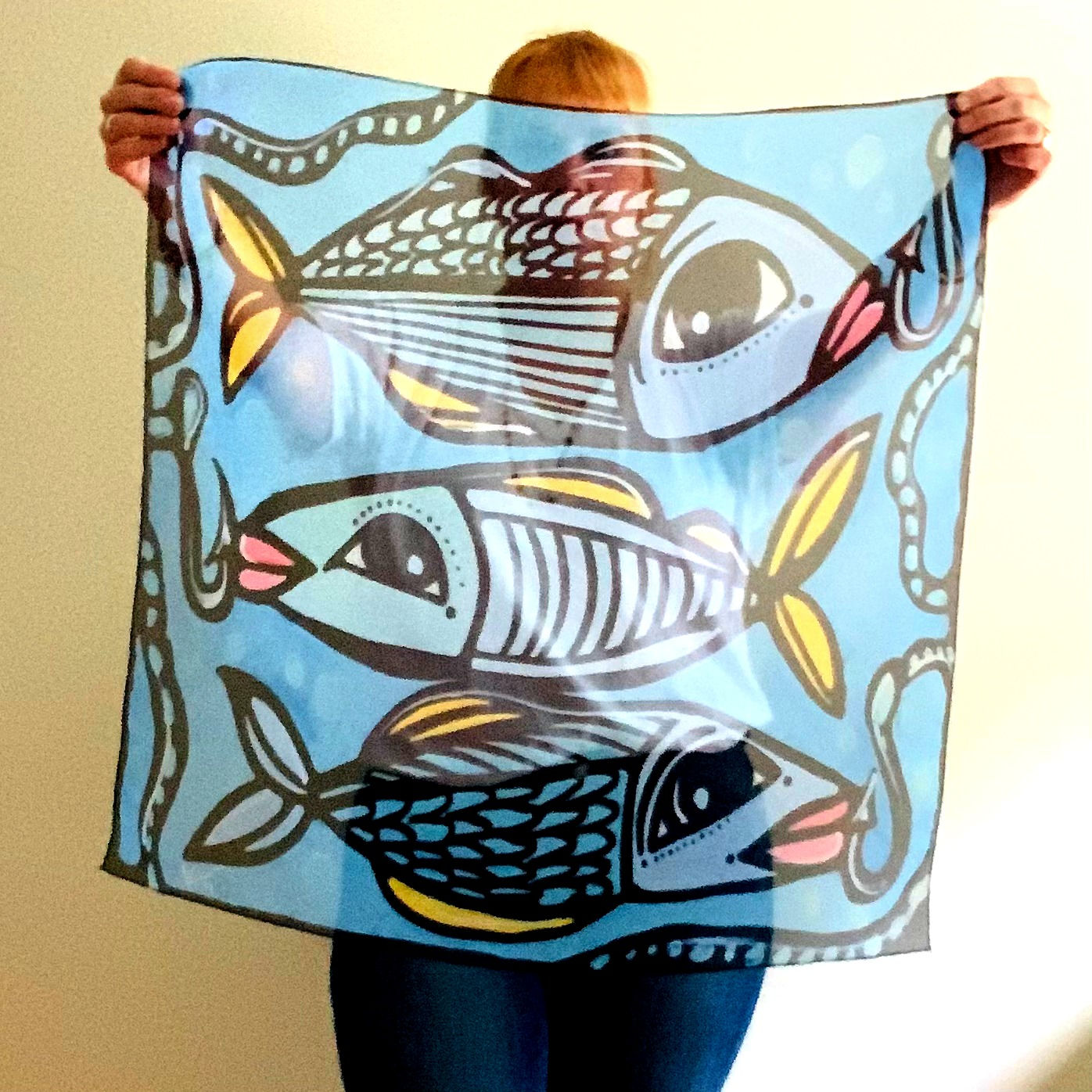 Fun Fish Scarf, Coastal Blue Scarf