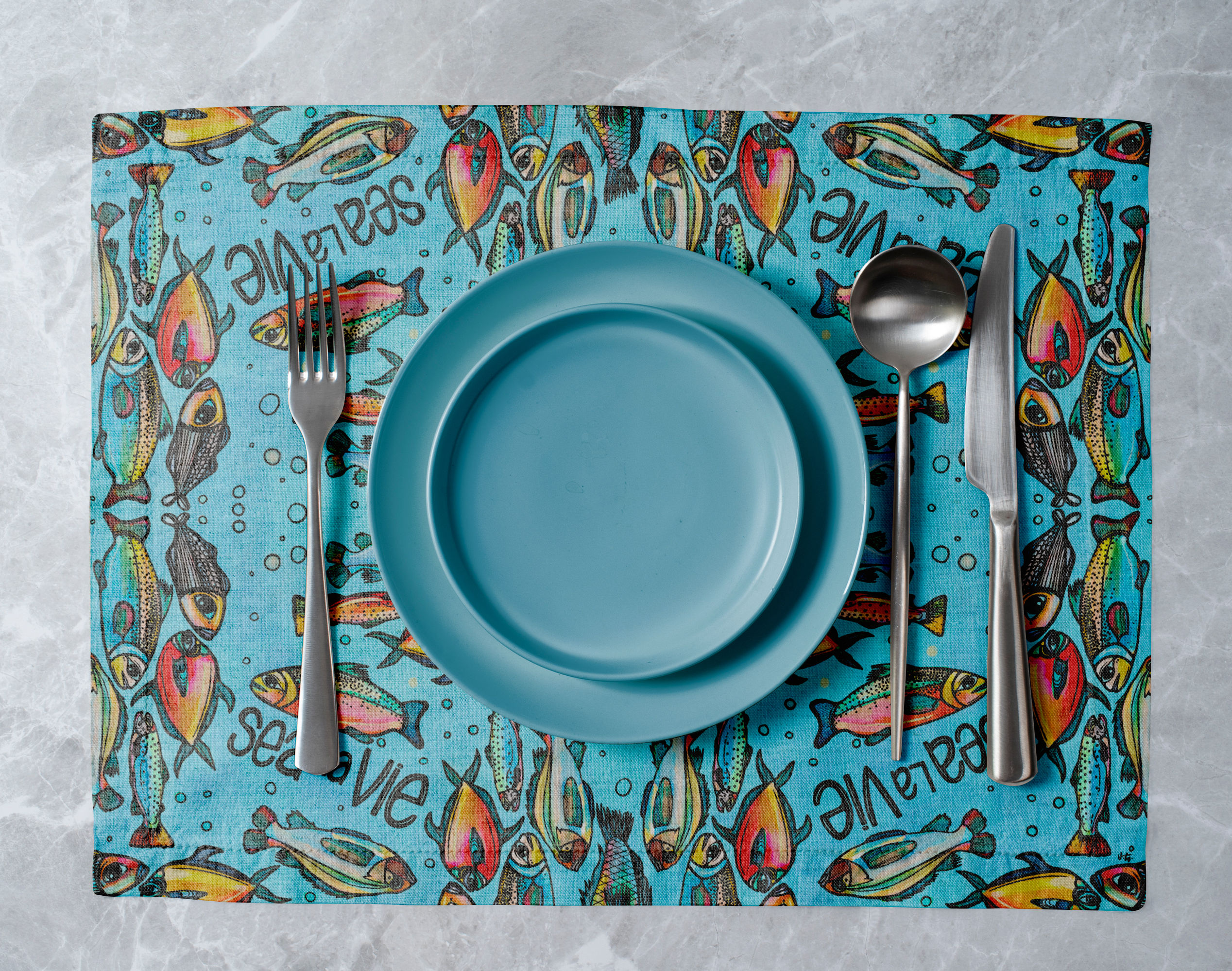 Sea La Vie, Fish Blue Placemats