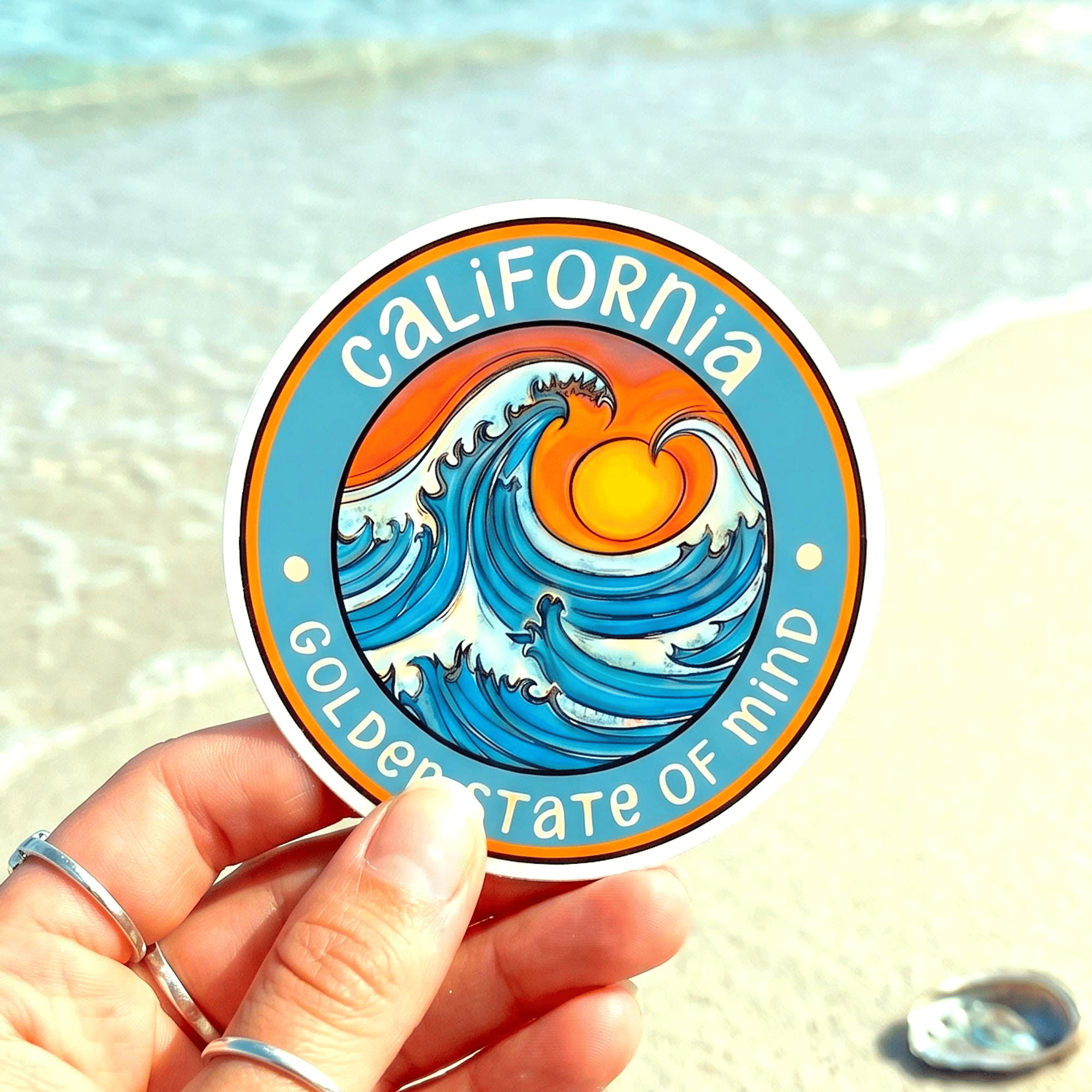California Golden State of Mind Ocean Wave Sticker
