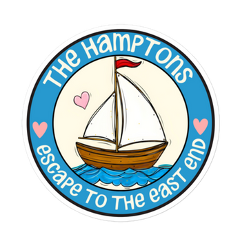 The Hamptons sailboat (Shop Collections) – Coastal town art print with sailboat.