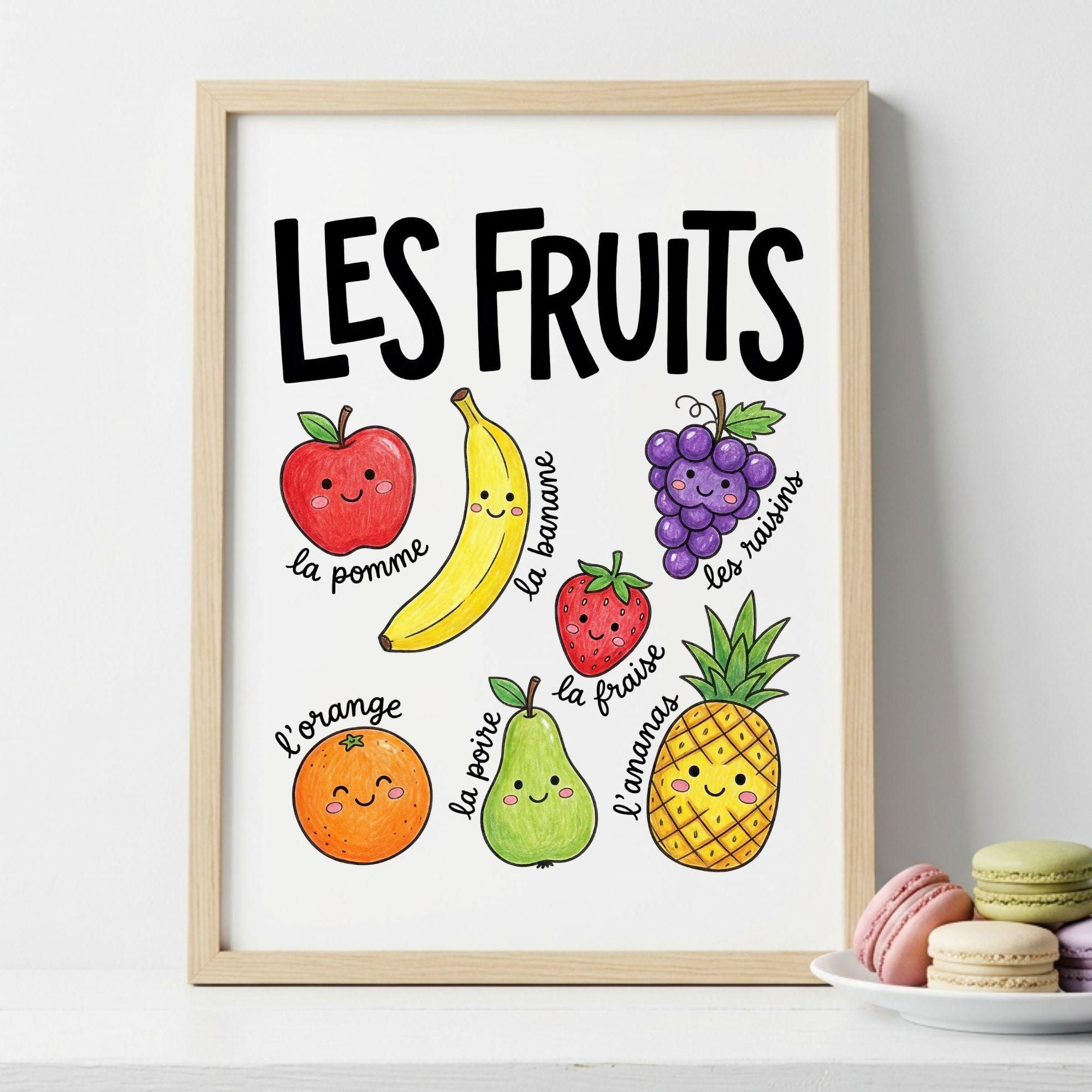 Les Fruits French Fruit Print, Digital Download, French Classroom Learning