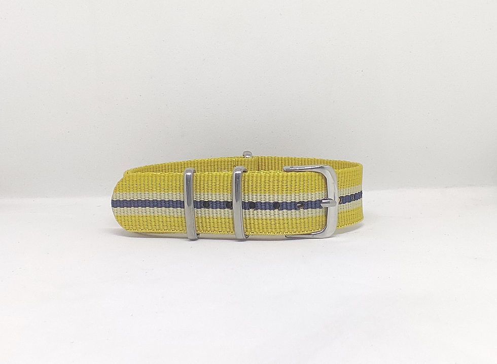 Nylon Strap Yellow-Cream-Dark Blue