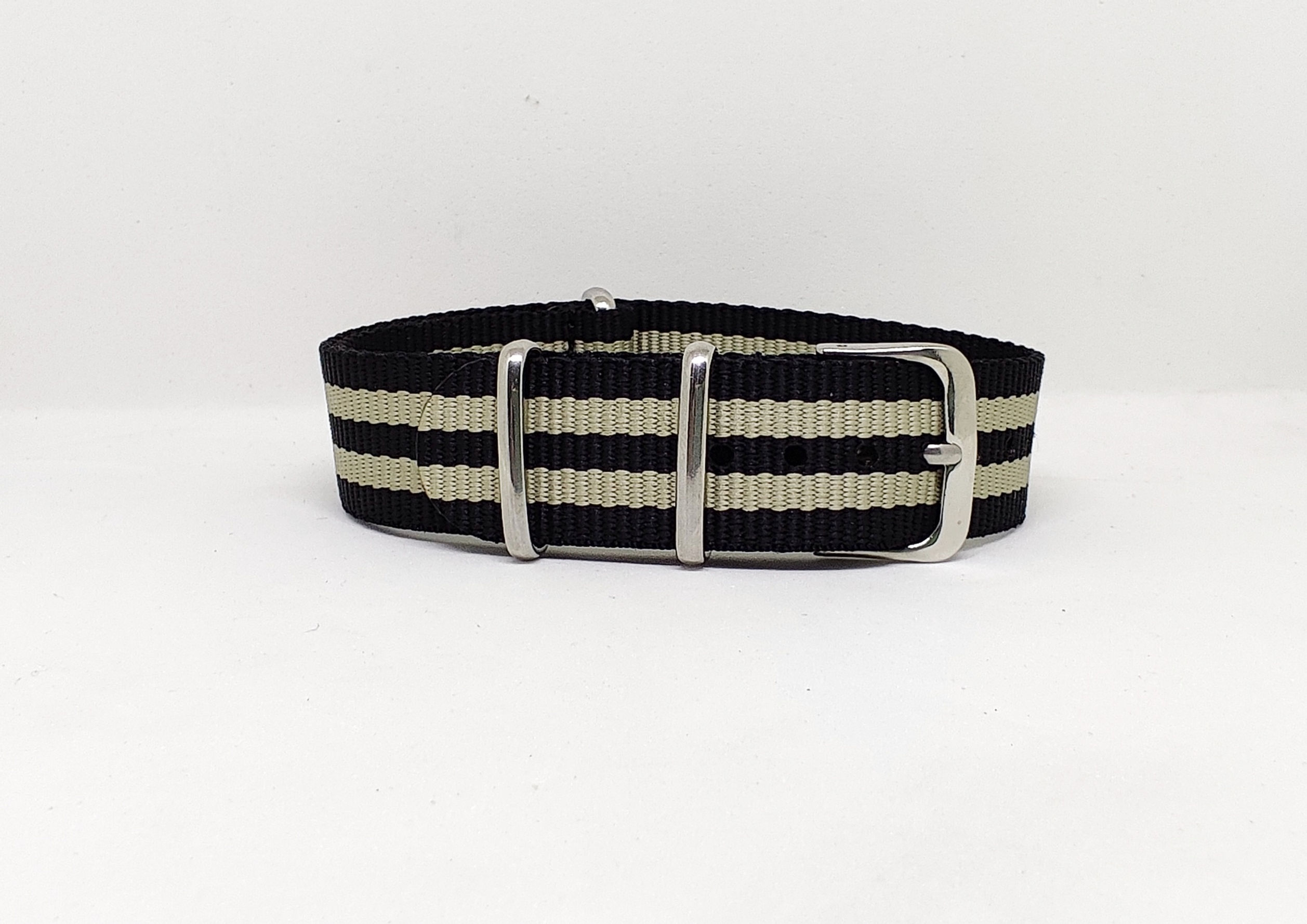 Nylon Strap Black-Khaki