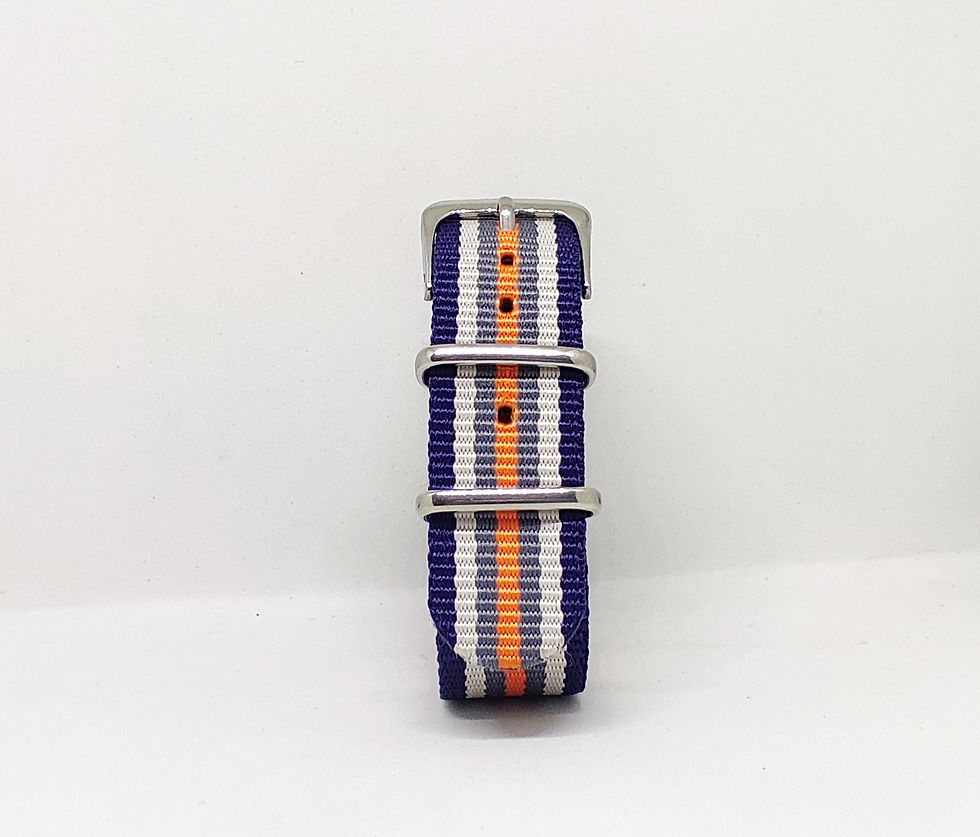 Nylon Strap Dark Blue-White-Grey-Orange