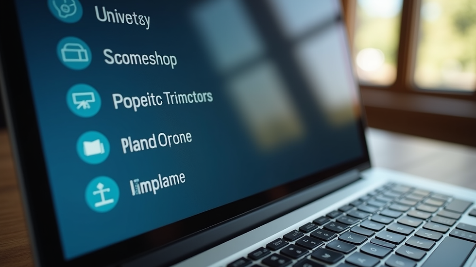 Close-up view of a laptop screen showing university options