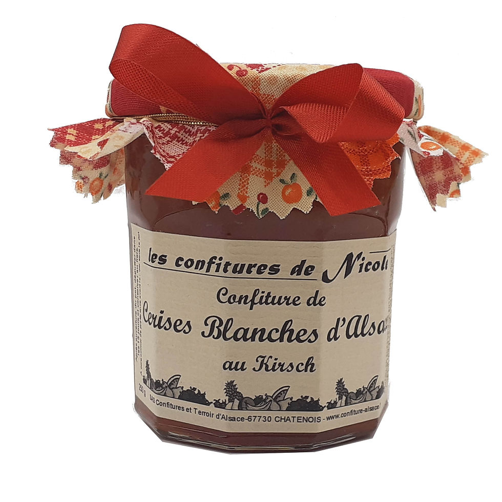 Confiture Cerises blanches au kirch d'Alsace 250g