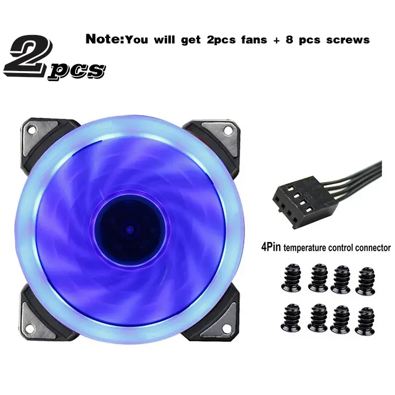 Thumbnail: 92mm LED Case Fan: 4-Pin/3-Pin 12V Cooling with Double Halo Light for CPU/GPU