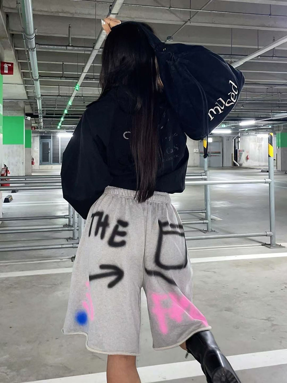 縮圖：噴漆五分棉褲