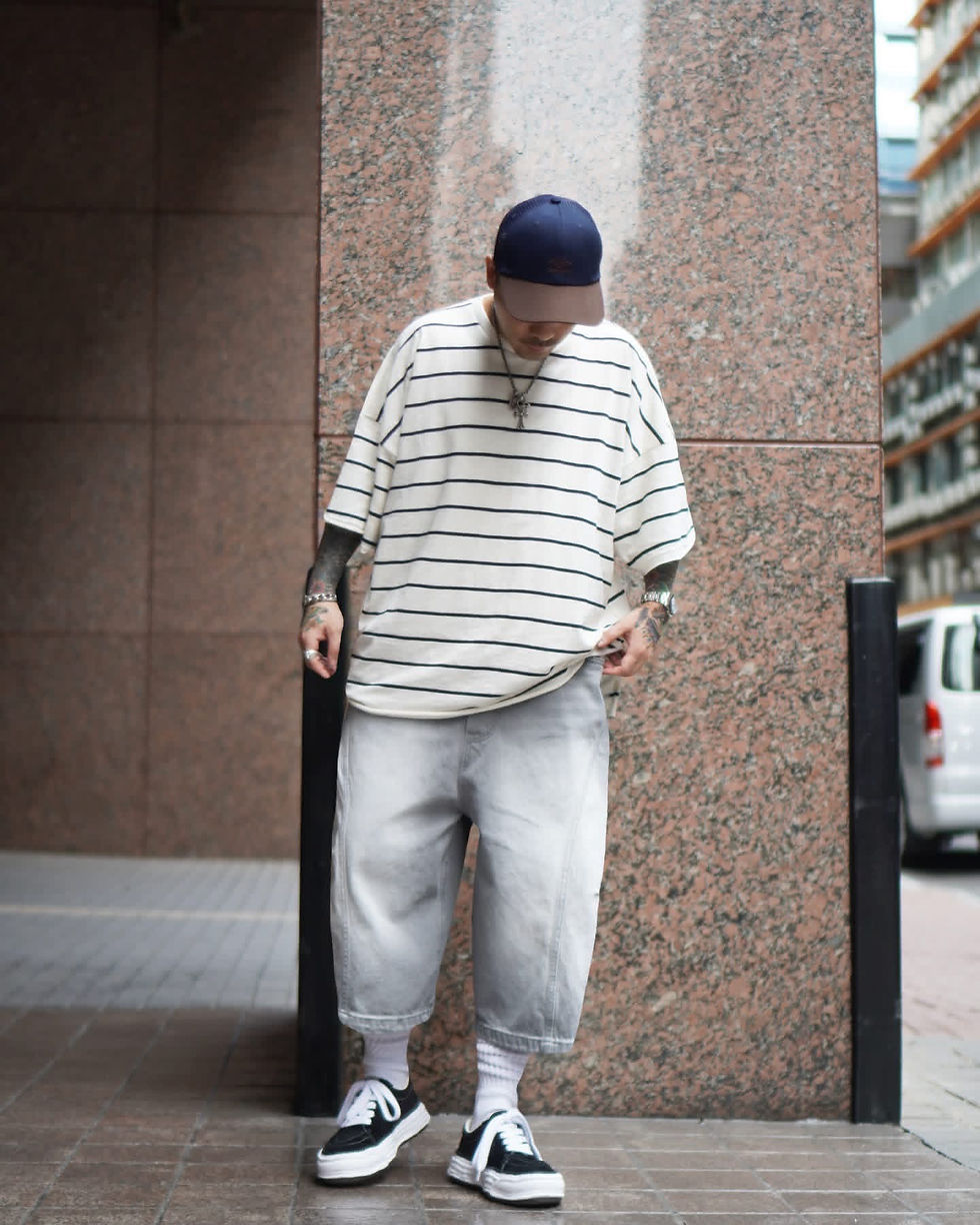 縮圖：落肩叉腳橫間T恤