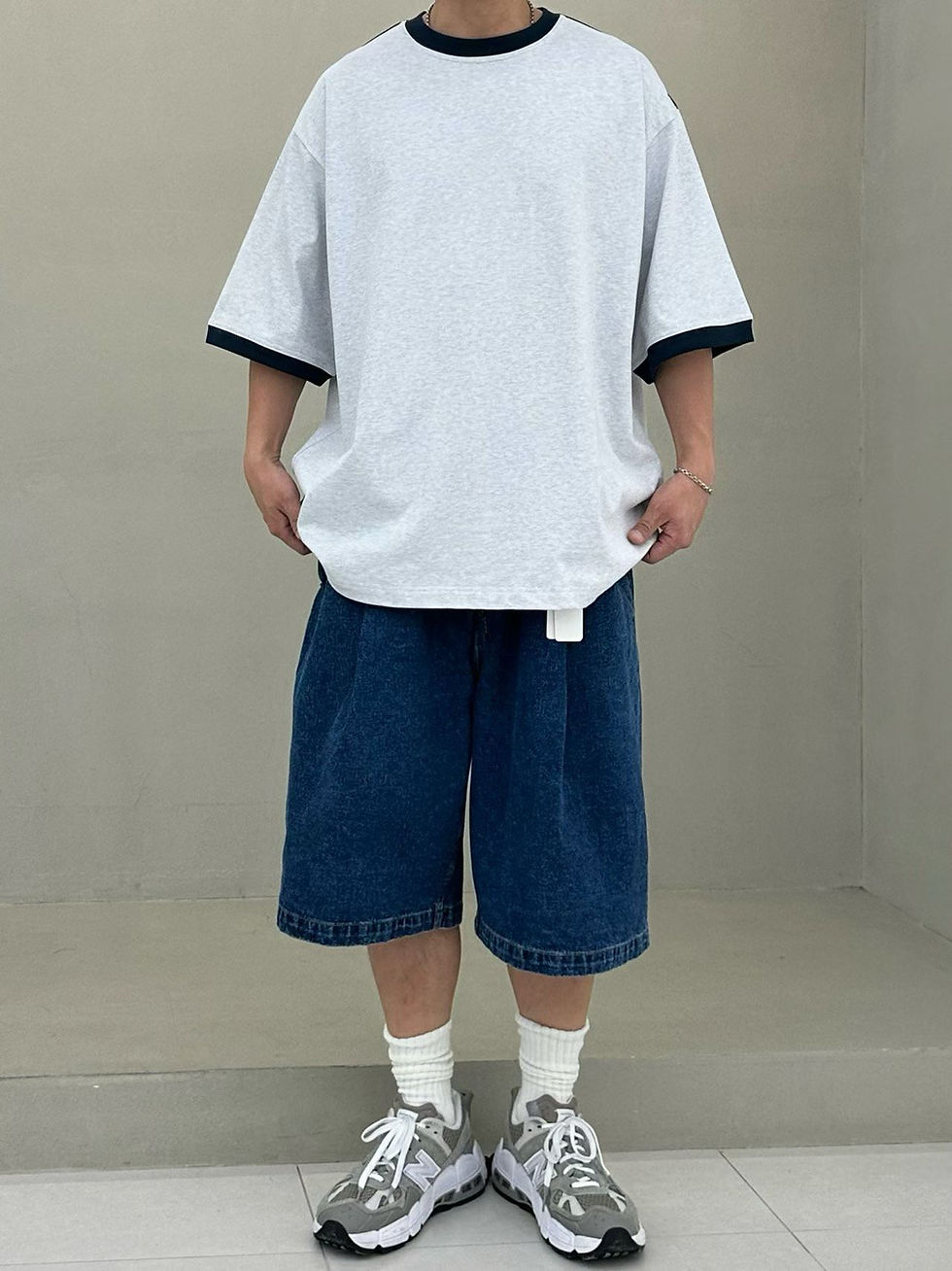 縮圖：撞色oversized tee