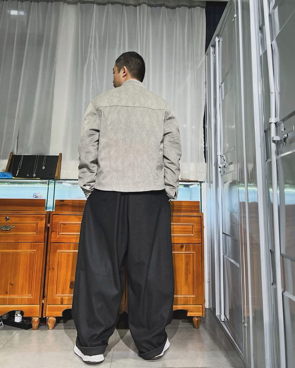 Thumbnail: Boxy cut 猄皮面夾棉Biker jacket