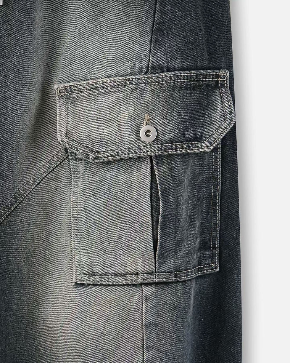 Thumbnail: Heavy washed side pockets denim pants 