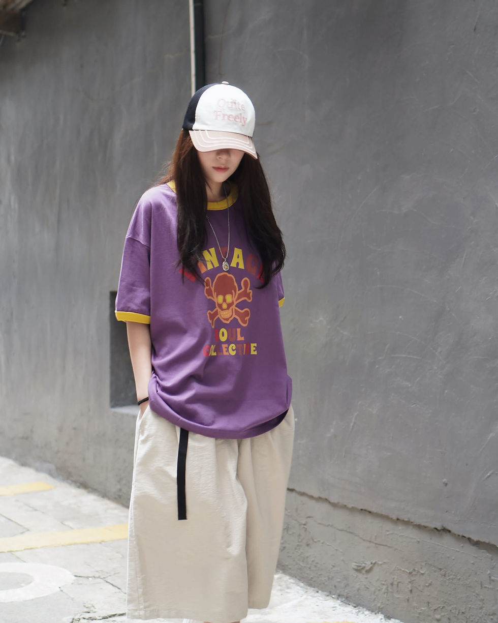 縮圖：撞色print tee