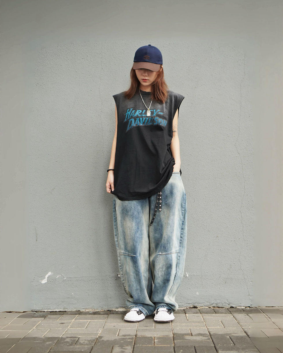 縮圖：Heavy washed denim pants 