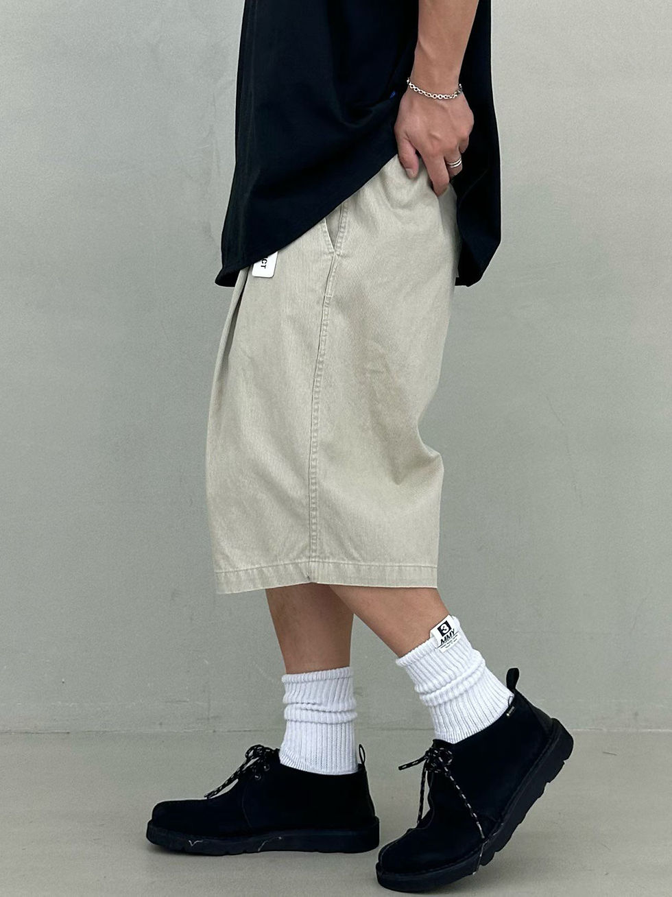 縮圖：挺身暗紋雙摺6分短褲