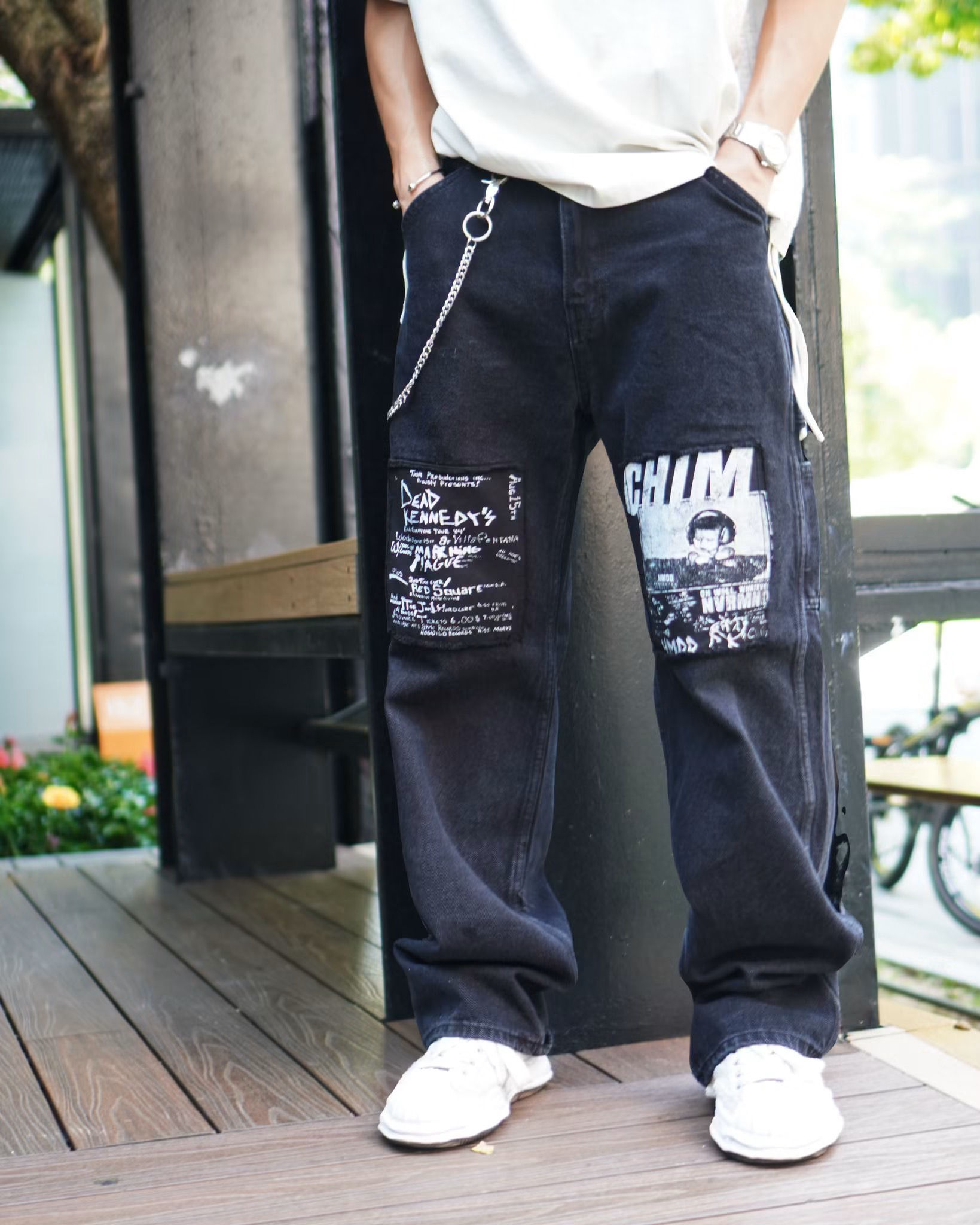 槍袋貼布denim pants 