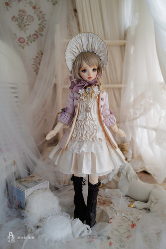 アンティークドールドレス　アネッテ作 アンティークビスクドールドレス＆ボネ アネッテドレス