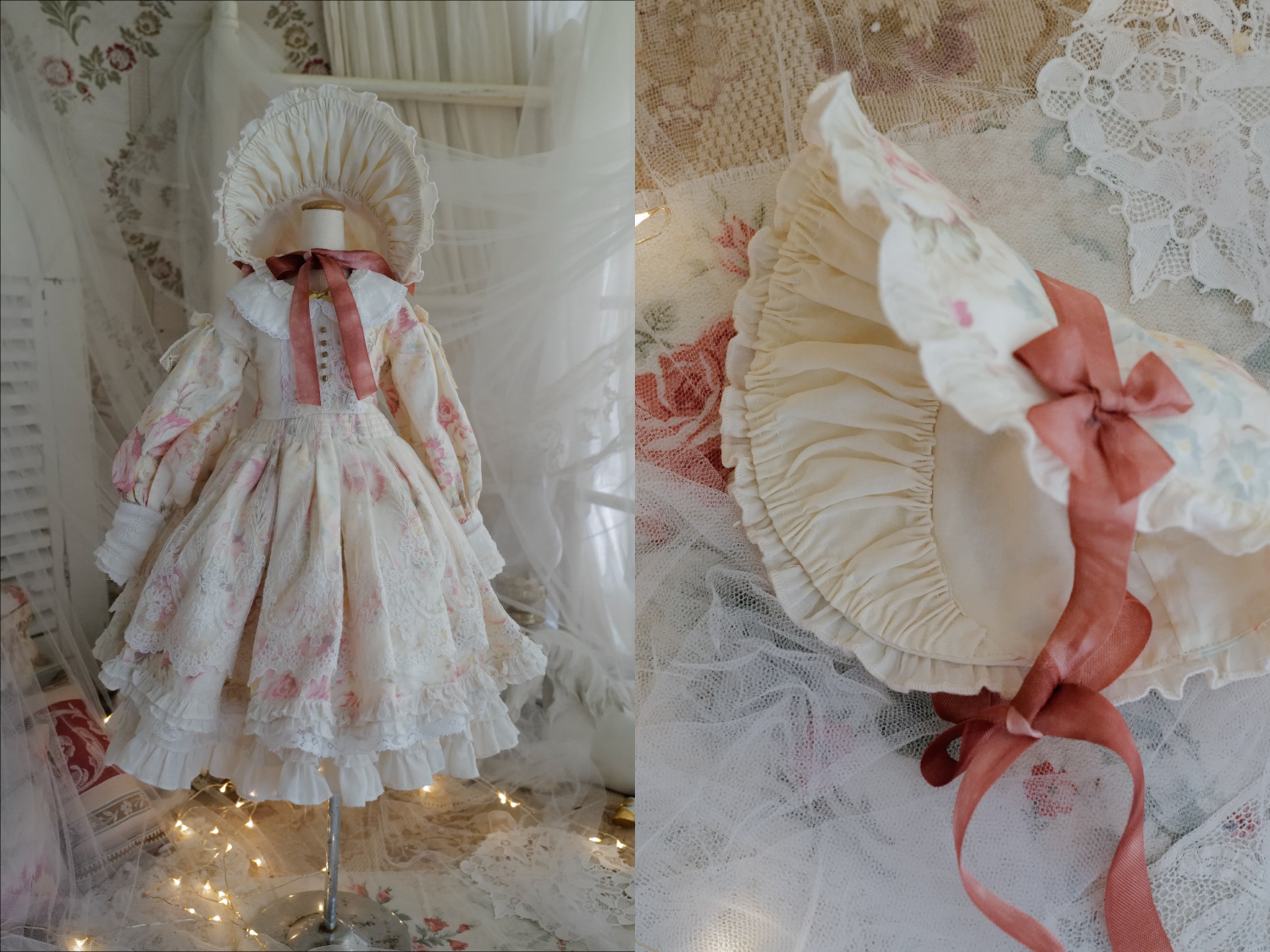 ancienne*バラ柄コットンの膝下丈［Orietta］