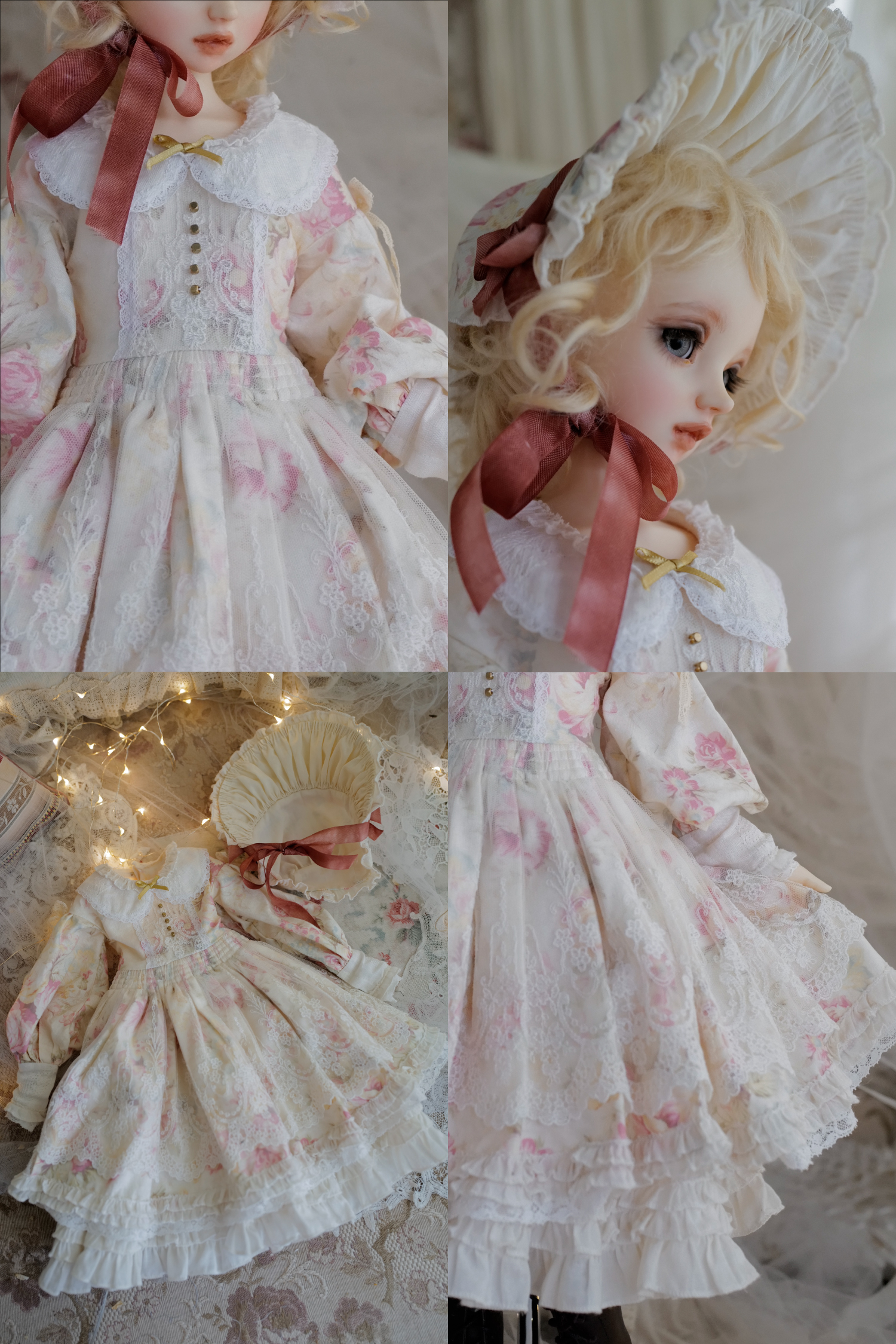 ancienne*バラ柄コットンの膝下丈［Orietta］