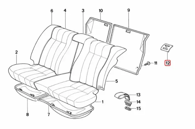 Thumbnail: BMW E34 Rear Seat Belt Top Cover | 87-95 5-Series | 52208107587