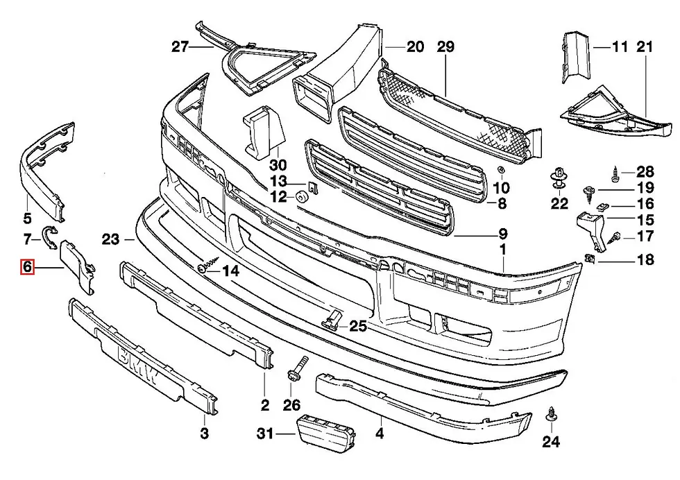 BMW E36 - Капак за теглич на предна броня - 51112265639