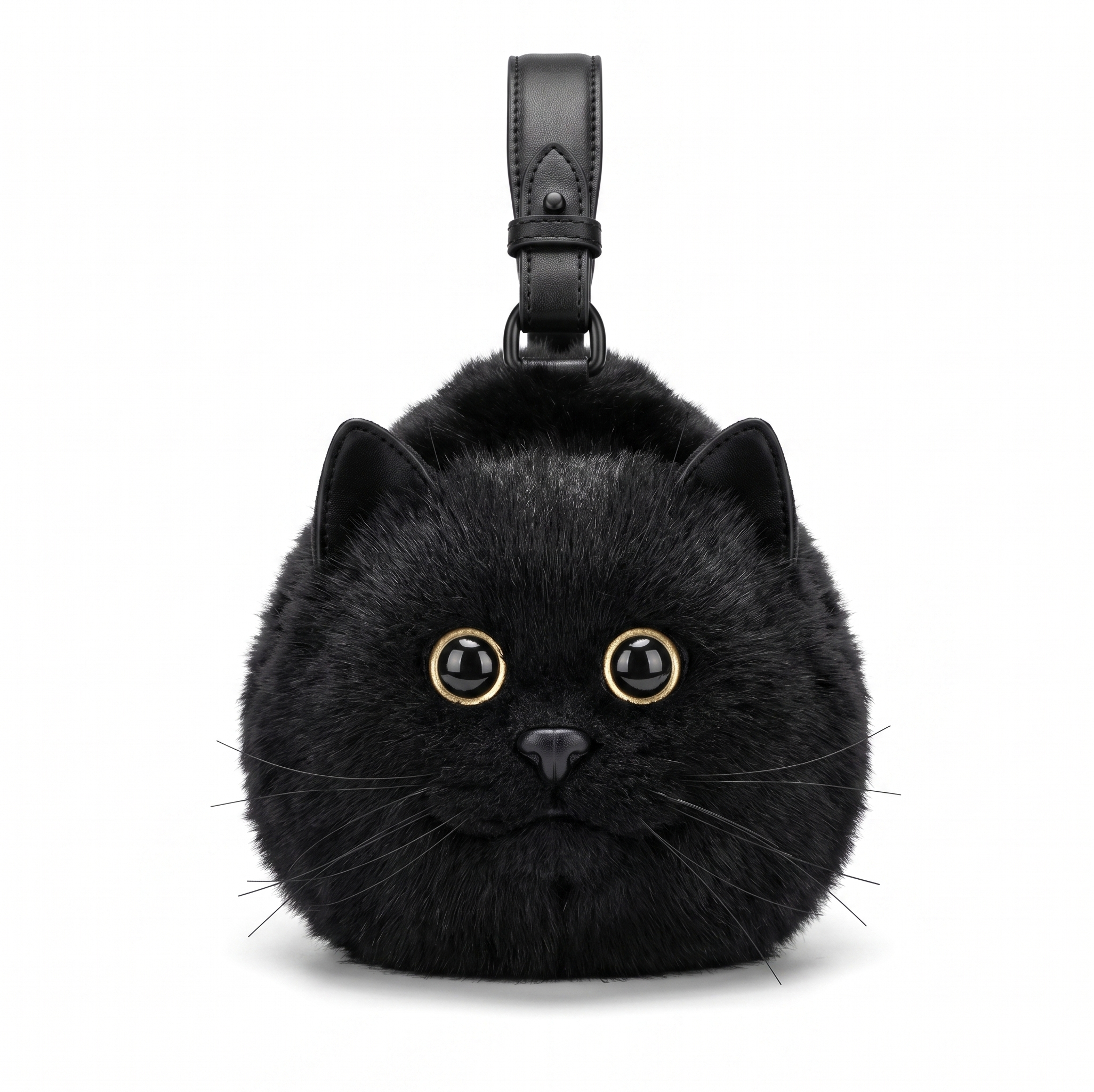 Handmade Black Cat Plush Handbag