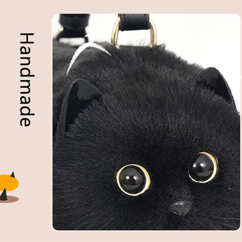 Thumbnail: Handmade Black Cat Plush Handbag