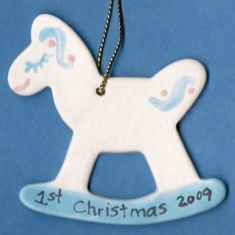 1st Christmas Rocking Horse Blue