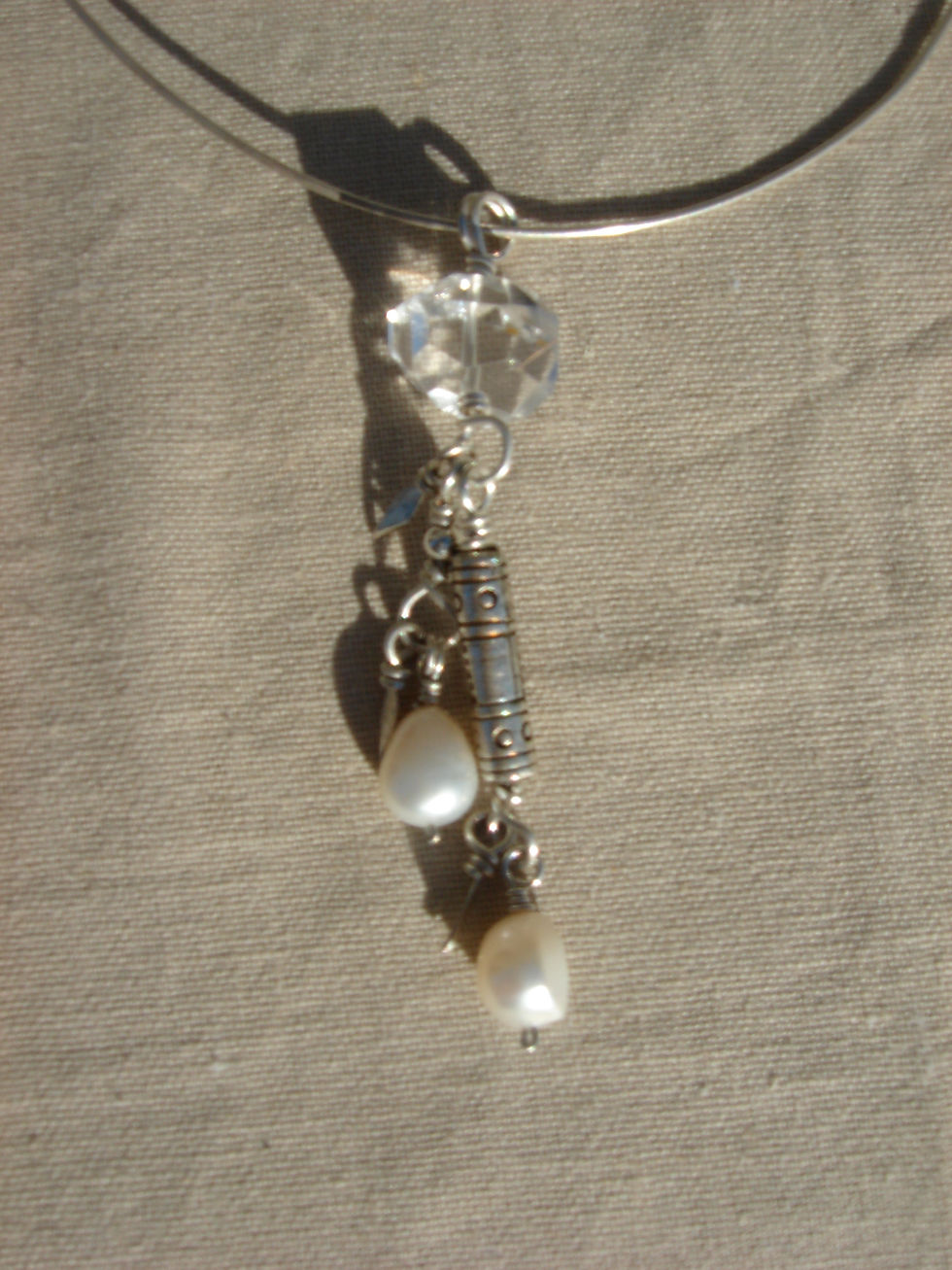 Miniature : Pendentif "Totem" Cristal de Roche, Perle de culture de Tahiti