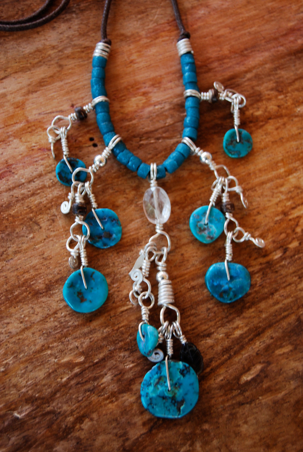 Miniature : Collier Ethnochics Turquoises Quartz Rutile Matières Naturelles