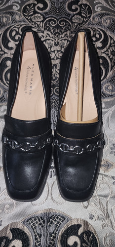 alex marie black dress shoes (8M) extra heel cushion to Wrap_Collection Color:Buttercup self-portrait - Black Crepe Platform loafers