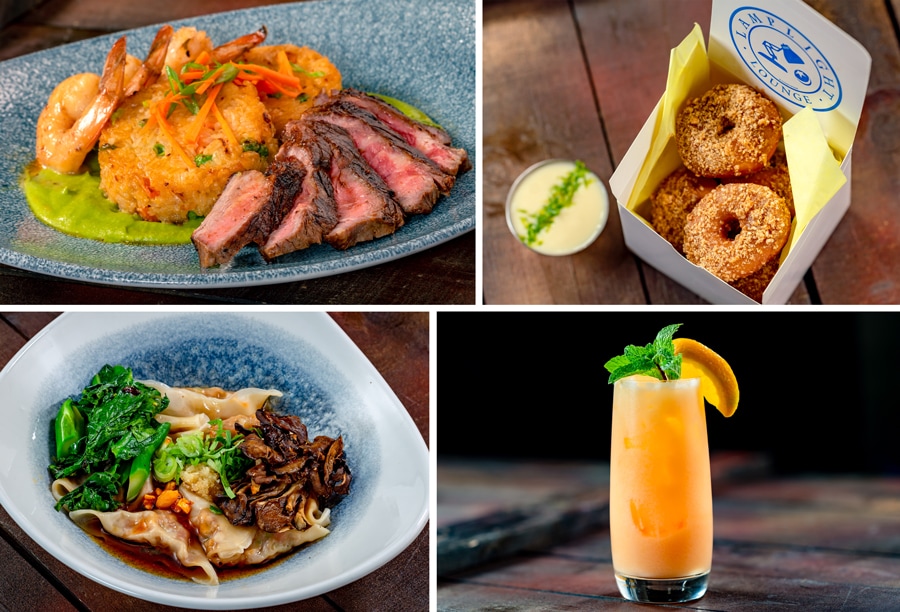 Surf & Turf Fried Rice, Sesame Seed Donuts, Pork Dumplings, and Lamplight Lounge Lunar New Year Cocktail