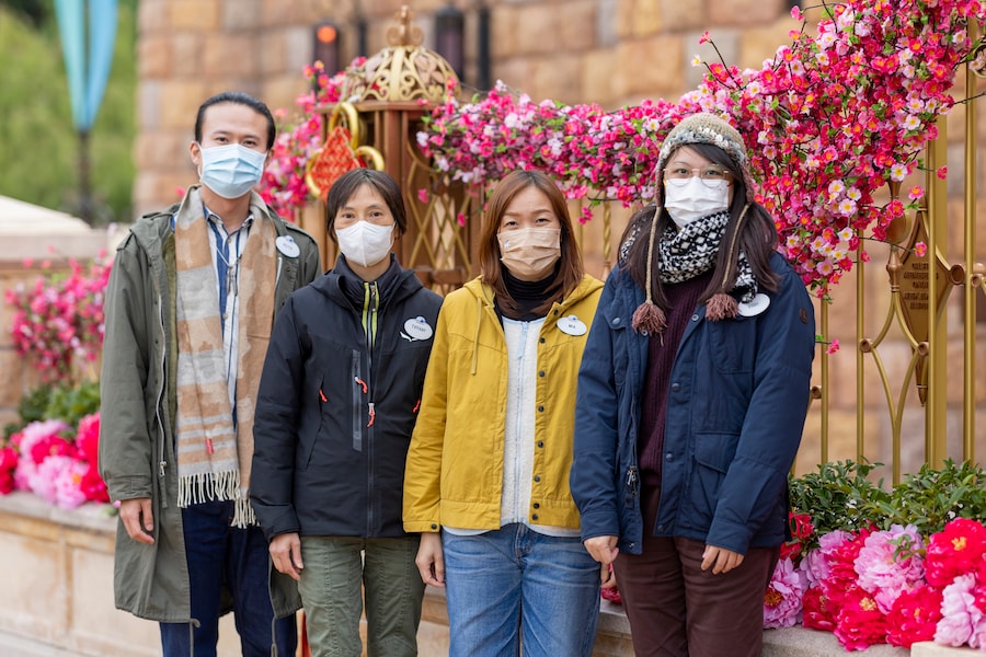 Key cast members put up the decor for Lunar New Year 2023. From left to right: Keith Cheng, Tiffany Yiu, Mia Kwok and Fish Yue