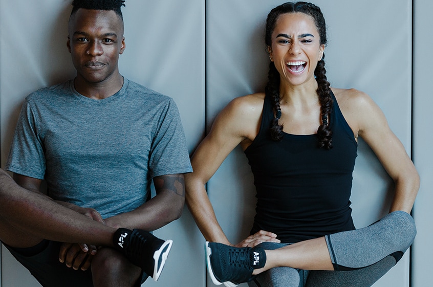 Man and woman working out