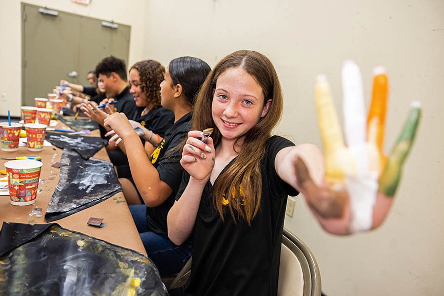 Florida Theater Students Trying Out Costuming Techniques