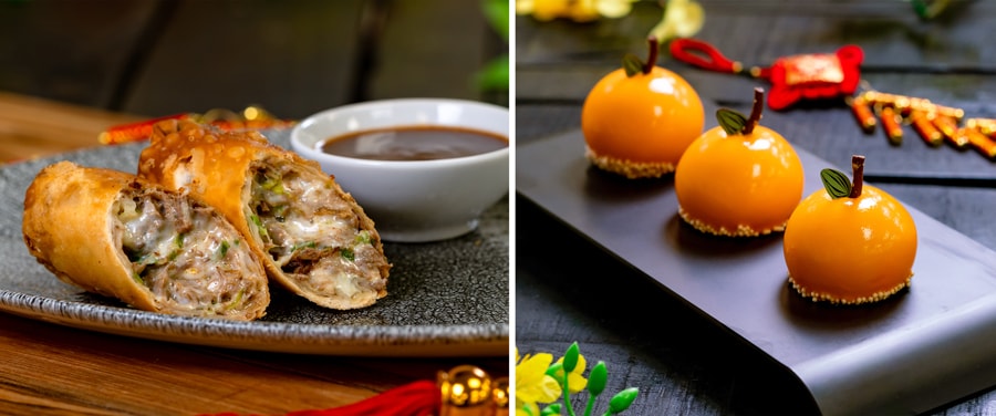 Quesabirria Egg Roll and Mandarin Mousse Cake